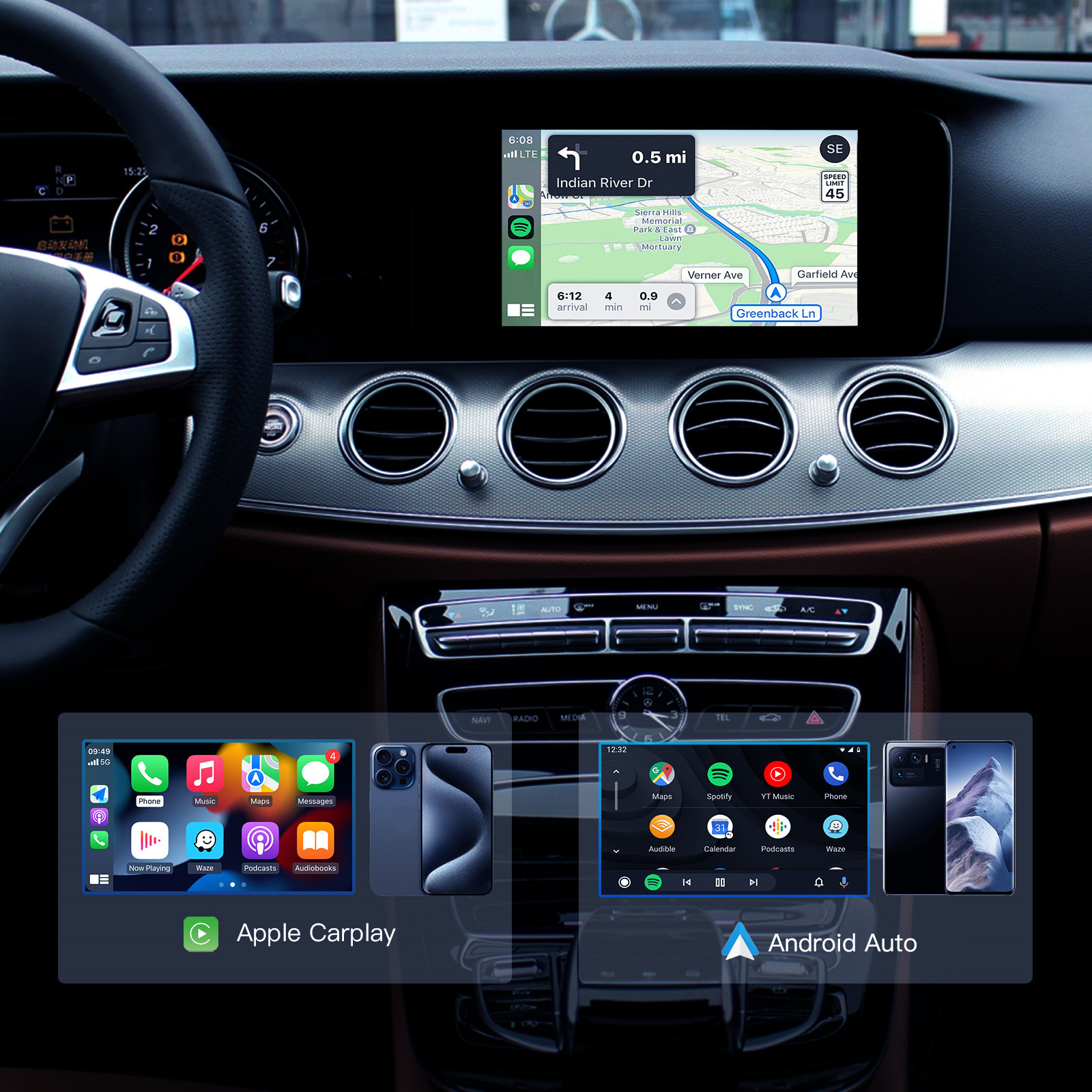 Wireless Carplay Decoder Android Auto Module for Mercedes-Benz NTG4.5 NTG5.0