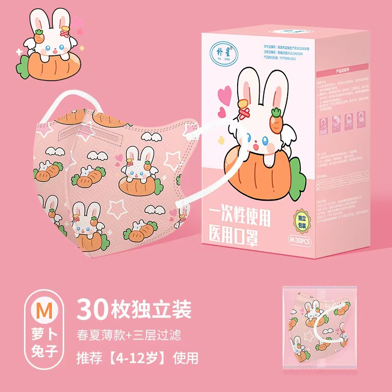 一次性使用医用口罩儿童3D立体口罩4-10岁一次性医用独立包装口罩