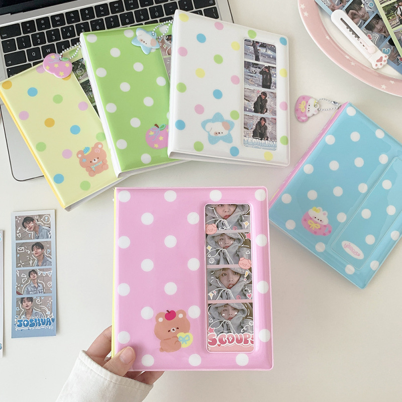Hisocute Cartoon Bear Polka Dot Wide Four-Panel Life Card Album for Students and Fans 6inch Postcard Storage Album Hisocute Cartoon Bear Polka Dot Wide Four-Panel Life Card Album for Students and Fans 6inch Postcard Storage Album