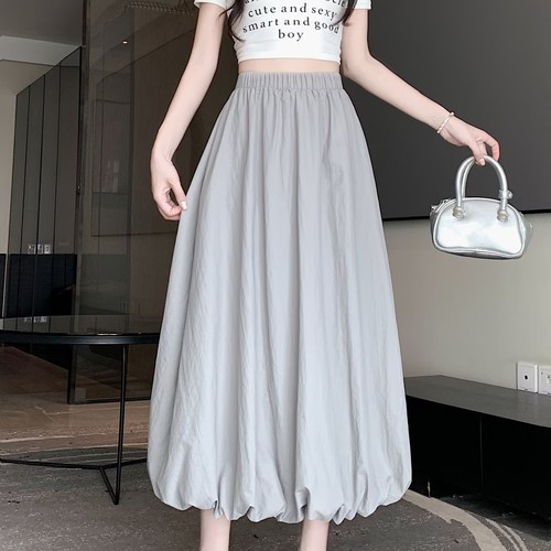 Yohji Yamamoto Black Bouquet Semi-Body Skirt for Women, Niche Design Long High-Waist Functional Wind A-line Puff Umbrella Skirt