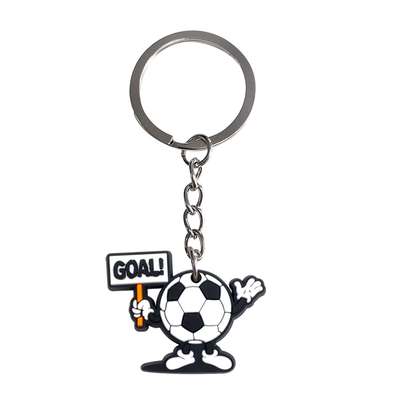 Keychain de fútbol DIY mochila colgante accesorios de llaver bolsas de PVC accesorios de bolsas de goma blanda temu
