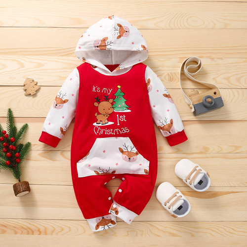 New children's clothing for Amazon: Baby Christmas Hooded Long Sleeve Climbing Suit for children, foreign trade wholesale, dropshipping one piece