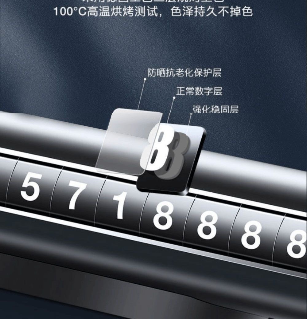 Temporary Parking Number Plate, Metal Sun-Proof Rolling Type, High-End Movable License Plate, Concealable Parking Sign, Wholesale for Cars