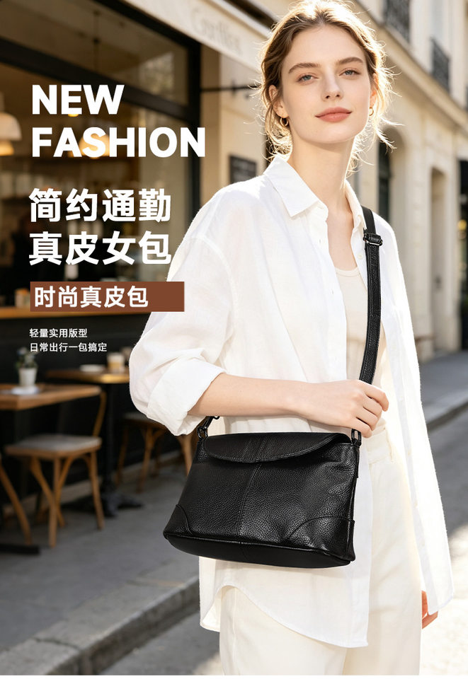 Túi đeo chéo nữ Ma Lun Te da bò lớp đầu, túi vuông nhỏ thời trang công sở dung tích lớn — Màu cà phê, Màu trắng ngà, Xanh nhạt, Xanh đậm chi tiết 8