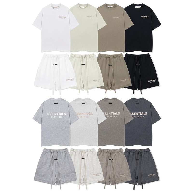 Fog Essentials Gold Three-Dimensional Letter Print Summer Versatile Casual Short-Sleeve T-Shirt and Shorts Set