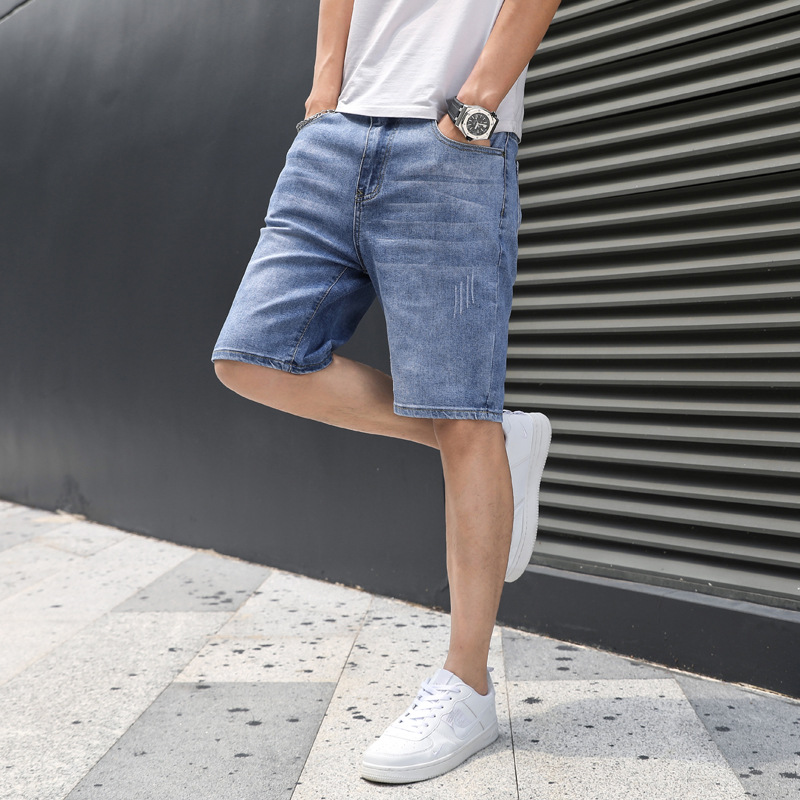 夏季牛仔短裤男潮牌宽松直筒韩版潮流休闲五分裤港风帅气潮流中裤