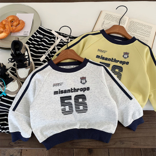 Children's Swedie Boys' Spring and Autumn 2025 New Fashionable Western Style Baby Boy's Spring Crewneck Base Top