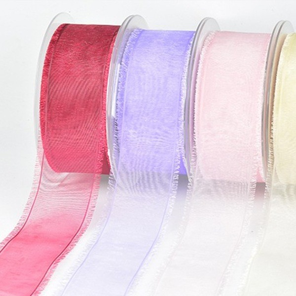 网纱带25mm.38mm彩色须边雪纱带批发 化妆品装饰带