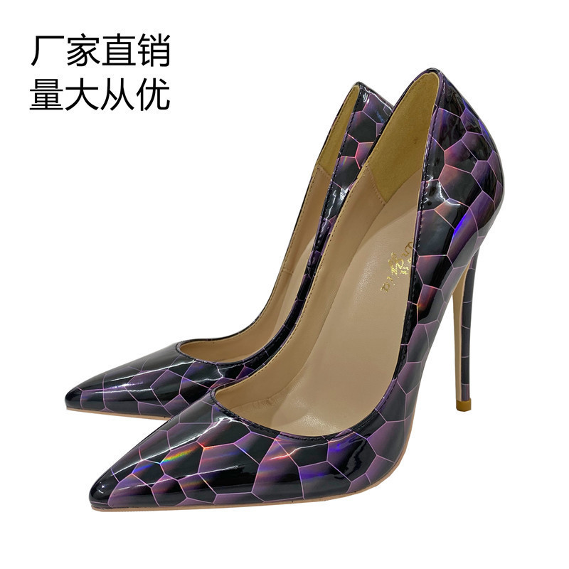 Cross-Border Foreign Trade Wholesale 2021 New Model Colorful Stone-Patterned High-Heeled Shoes 12cm Pointed Toe Shallow Mouth Single Shoes Soft Leather Women's Shoes Cross-Border Foreign Trade Wholesale 2021 New Model Colorful Stone-Patterned High-Heeled Shoes 12cm Pointed Toe Shallow Mouth Single Shoes Soft Leather Women's Shoes