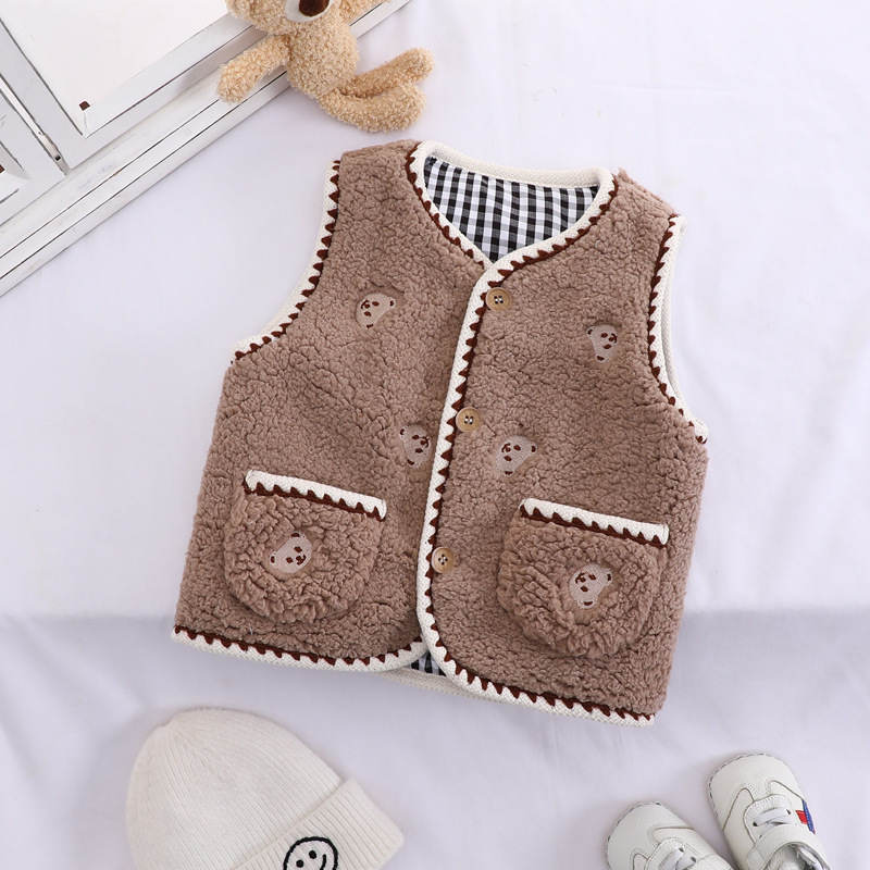 Chaleco de otoño e invierno de estilo coreano para niños Chaleco de algodón fino ligero estilo occidental para niños cálido desgaste exterior de las mujeres chaleco top de moda para niños
