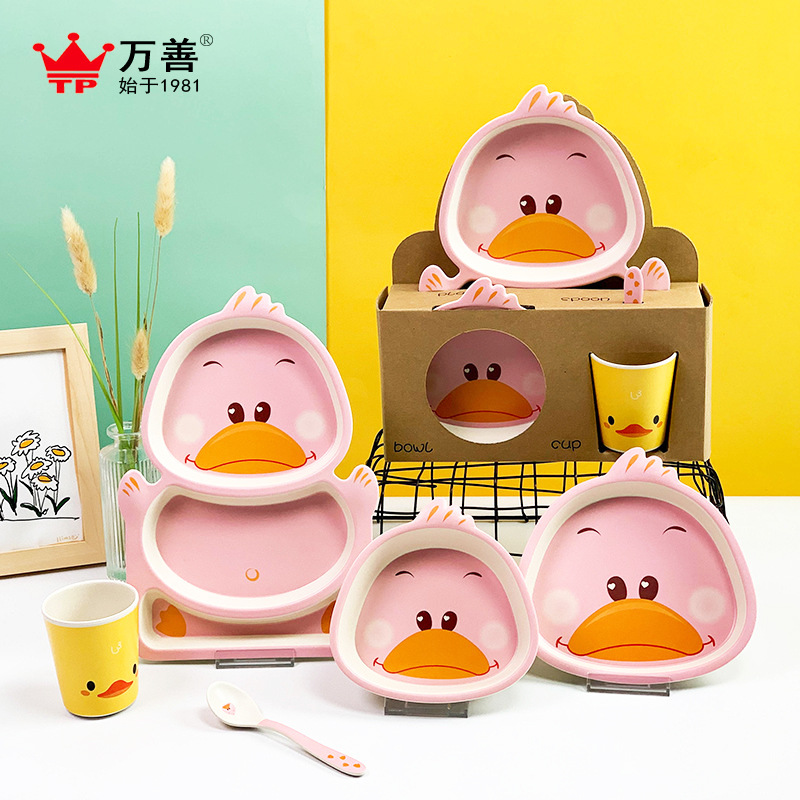 Bamboo Fiber Tableware, Baby-Shaped Rice Bowls, Kidsren's Tableware, Creative Infant Food Supplement Grids Plate Wholesale