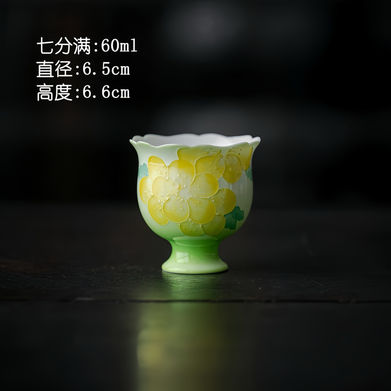 手描きの春の花の手作りの花の口の主人の杯の陶磁器の品茗杯の中国式の杯の磁器の個人の専用の杯の花びらの杯|undefined
