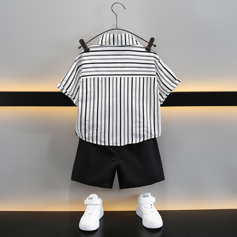 7307 ropa para niños traje de verano para niños 2025 nuevos niños coreanos de manga corta ropa de trabajo para niños de dos piezas de moda
