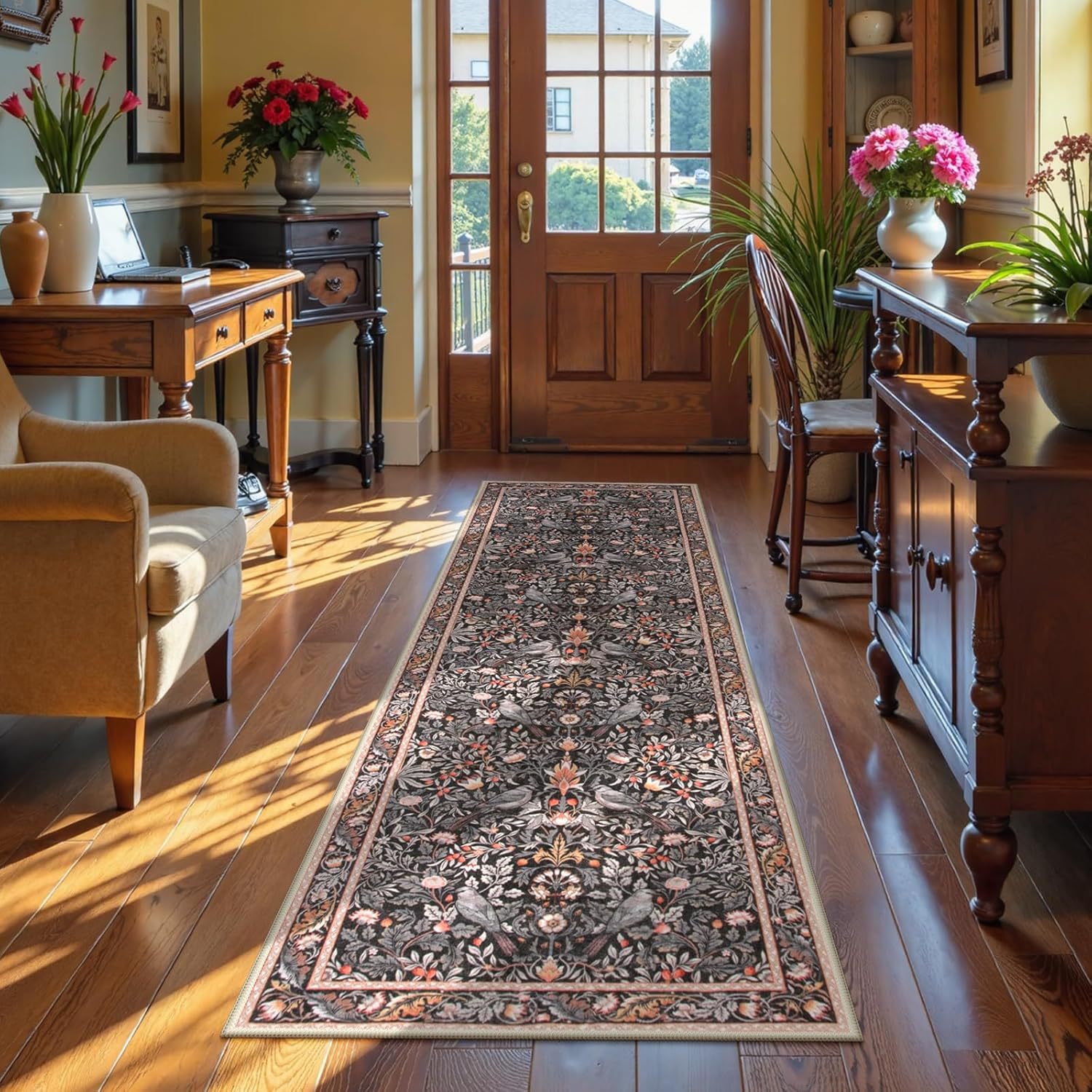 보헤미안 꽃 새 - 회갈색