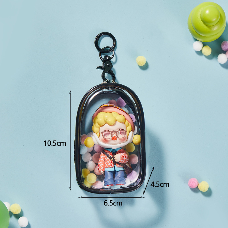 Thickened—small [10.5cm] square warehouse—black [bag + keychain + hair ball]