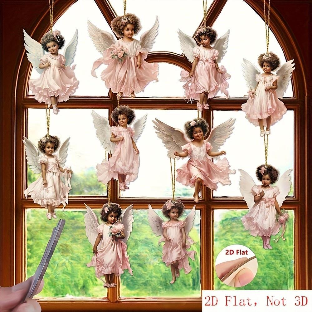 跨境新品12件套维多利亚天使木质装饰品套装传统节日家居窗户装饰