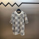 Classic Large Chessboard Plaid Combed Cotton Wool Men's Crewneck T-Shirt Men's Short Sleeve Tshirt