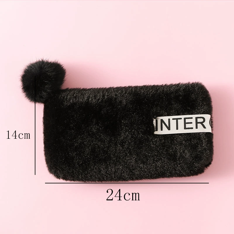 Plush Pencil Case, Japanese Style Capacious Case for Elementary Students, 14.3×6×4 cm