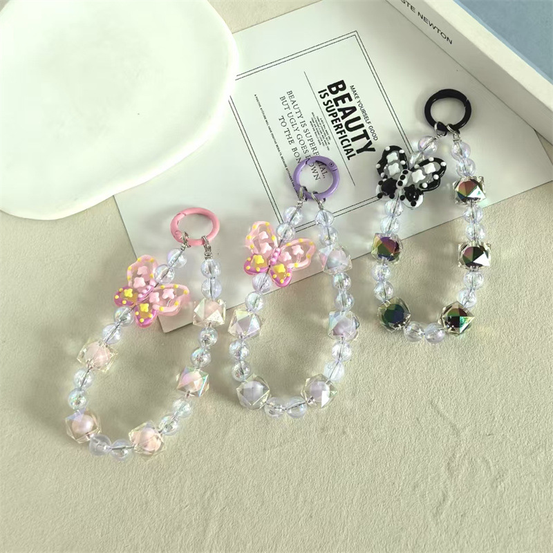 Portachiavi creativo con ciondolo a forma di fiocco in cristallo e perline pesanti, per zaino da donna, accessori di moda raffinati_voghion.com