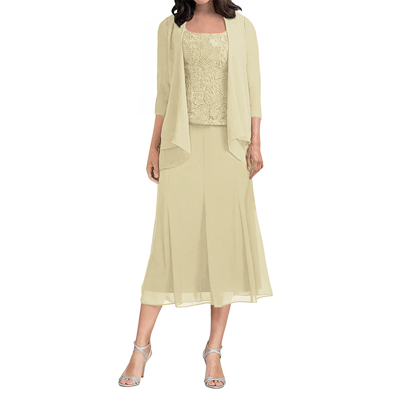 Comercio exterior Amazon vestido de noche de mujer nuevo matrimonio dos piezas temperamento delgado sin mangas fiesta regalos de celebridades medianos y largos