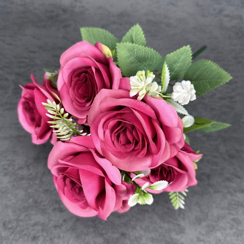 Simulación de 7 flores de rosas boda decoración del hogar decoración europea gran rosa transfronteriza decoración floral al por mayor