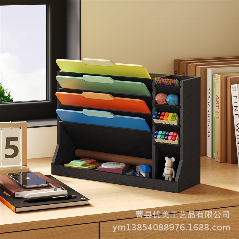 Wooden bookshelf for documents