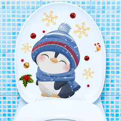 クロスボーダークリスマスかわいい動物プリントシリーズトイレステッカー自己粘着壁ステッカー浴室バスルーム家の装飾ステッカー