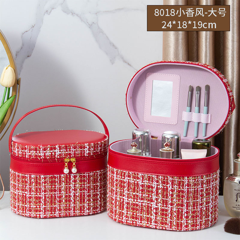 2025 nuevo estuche de cosméticos de gran capacidad, maleta de burbujas de cuero de pu, caja de almacenamiento de herramientas de belleza portátil de alto valor