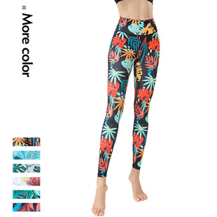 2023 Spring and Summer New Yoga Pants Women's Quick-drying Hip-lifting Printed Dance Fitness Pants European and American Cross-border Sports Tight Pants