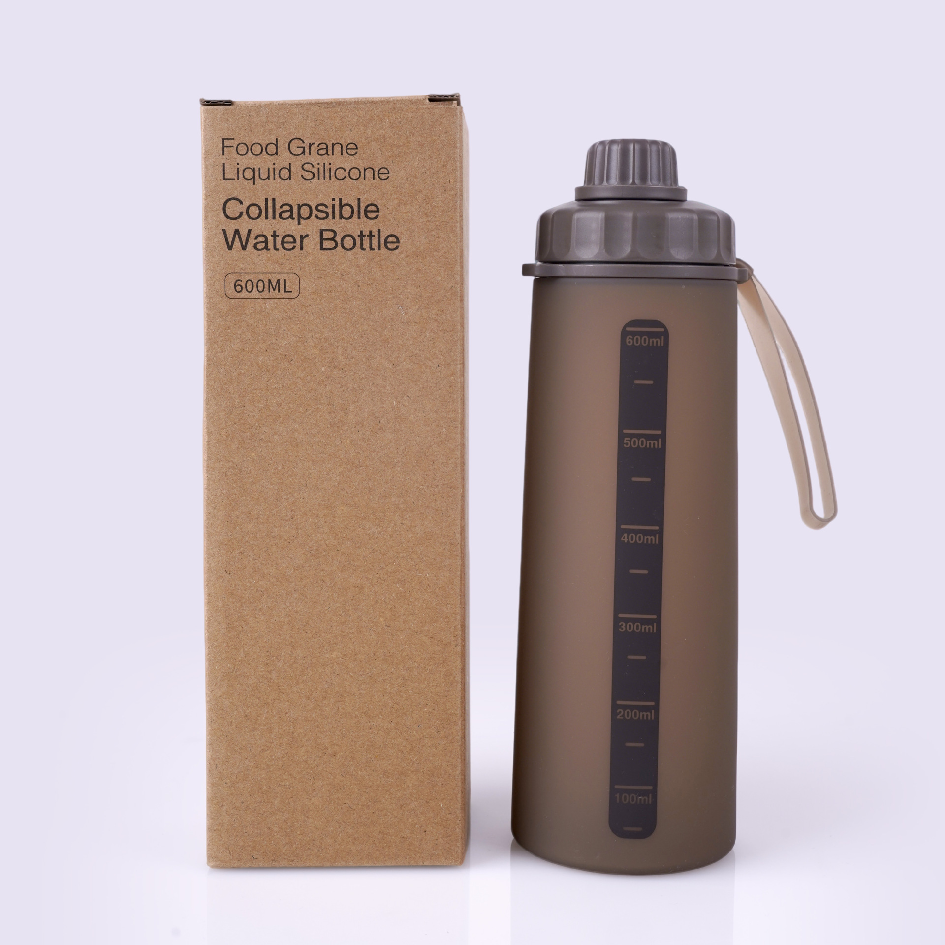 Nueva taza de agua de montaña de silicona de grado alimenticio plegable de 600ml resistente a altas temperaturas hervidor de agua portátil transfronterizo