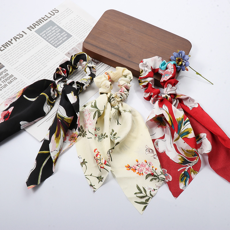 Korean Fashion Printing Ribbon Hair Scrunchies  Wholesale display picture 15