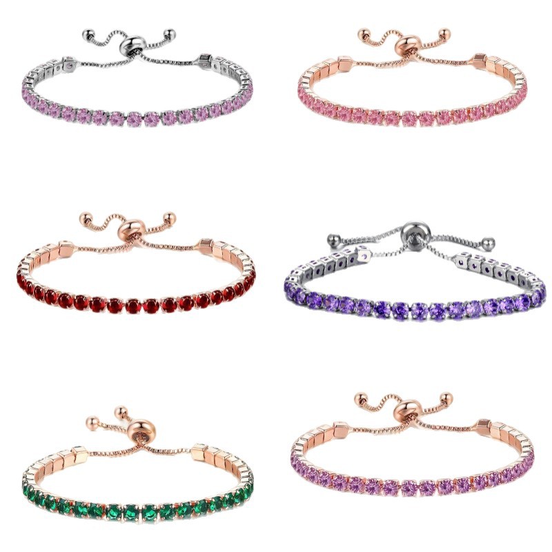 Cross-Border Amazon 3mm Adjustable Handmade Bracelet Ins Style Women's Diamond-Encrusted Pull-Out Bracelet Jewelry Wholesale for Women