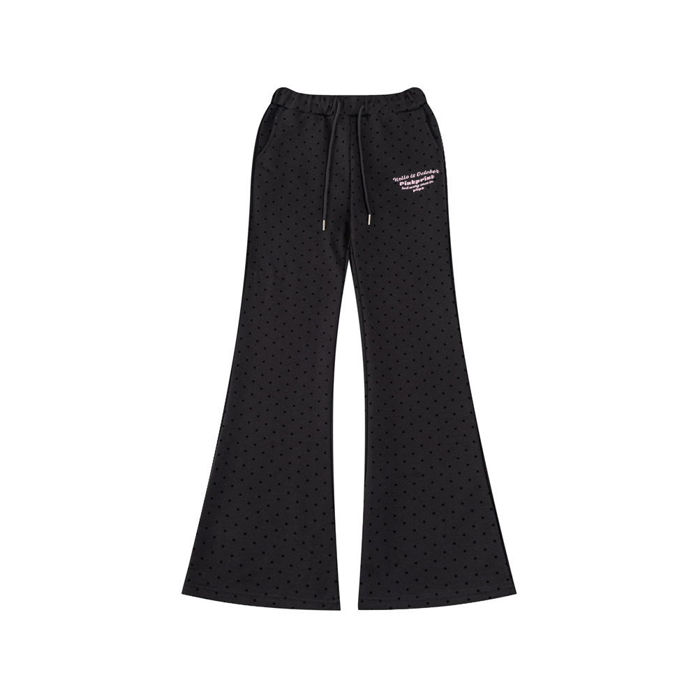 Ropa de hombre Trajes casuales deportivos para hombres y mujeres, marca de moda, chaqueta sudadera con capucha y lunares con estampado completo, pantalones holgados de campana con pierna ancha_voghion.com