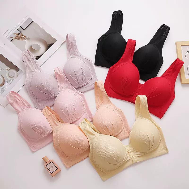 Breathable supporting wireless bra, comfortable underwear, front lock, plus size, for middle age, beautiful back