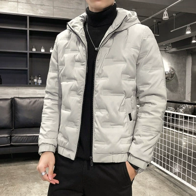 Trend short men's down jacket with hood, Korean style, plus size