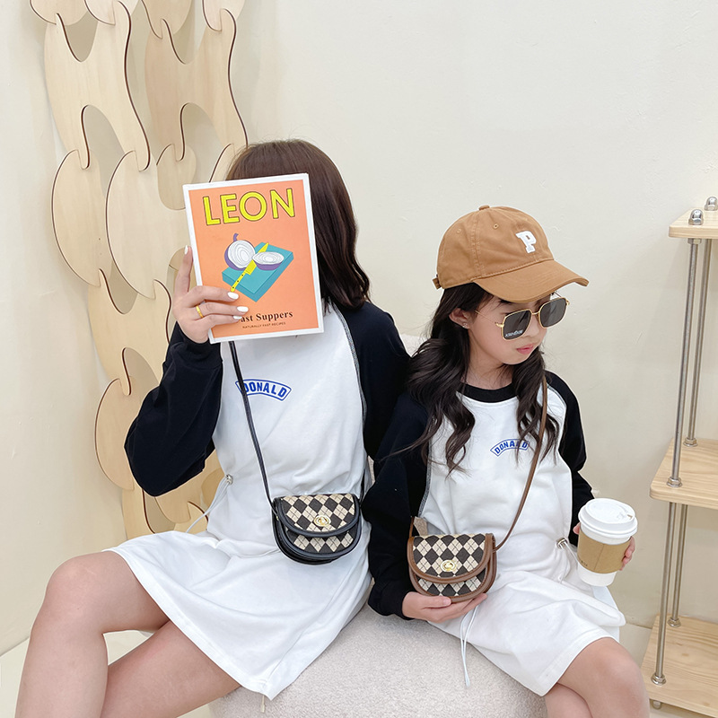 Nuevo bolso para niños estilo coreano houndstooth mini hombro mensajero bolsa padre-hijo monedero estilo occidental lápiz labial bolso de mujer