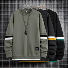 8XL跨境超大码个性卫衣春秋季插色宽松休闲圆领卫衣男士打底衫男