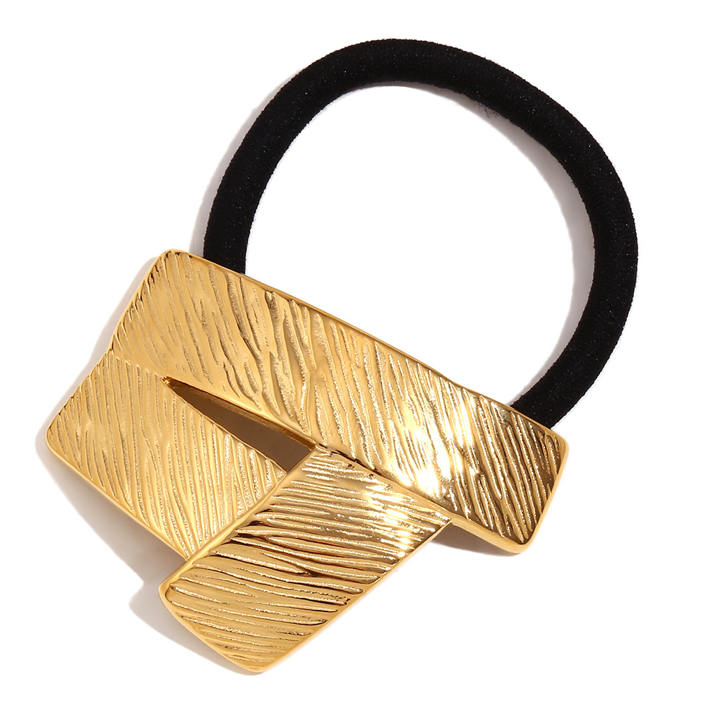 Unisex Fashion temperament personality niche geometric creative head rope stainless steel gold plated origami style hair rope female_voghion.com