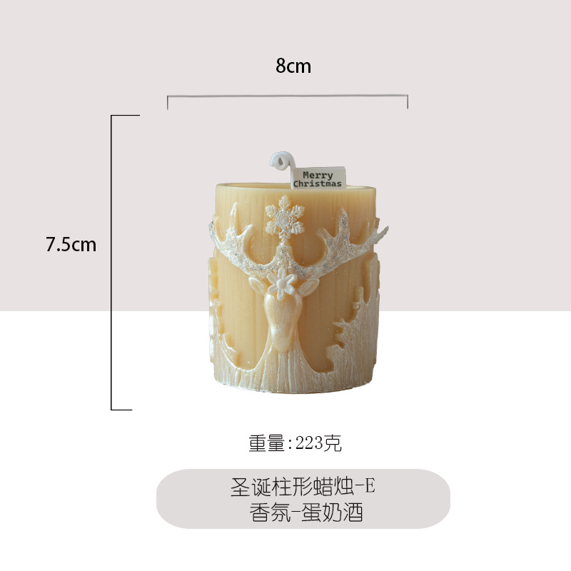 Ventas transfronterizas calientes de Navidad columnar plata gris vela de forma de cera de incienso de alta calidad decoración hecha a mano al por mayor