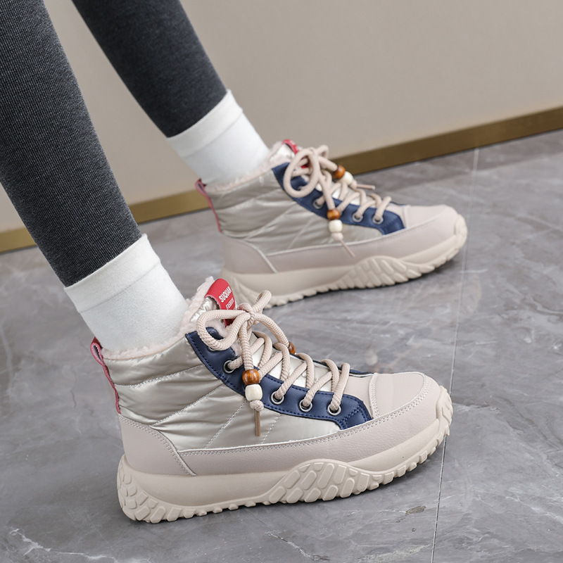 K5205 Snow Boots For Women 2025 New Winter Fleece Lined Thickened High Top Thick Sole Versatile Northeast Warm Cotton_voghion.com