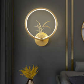 新中式全铜壁灯LED云石灯简约客厅电视背景墙过道楼梯书房灯灯具