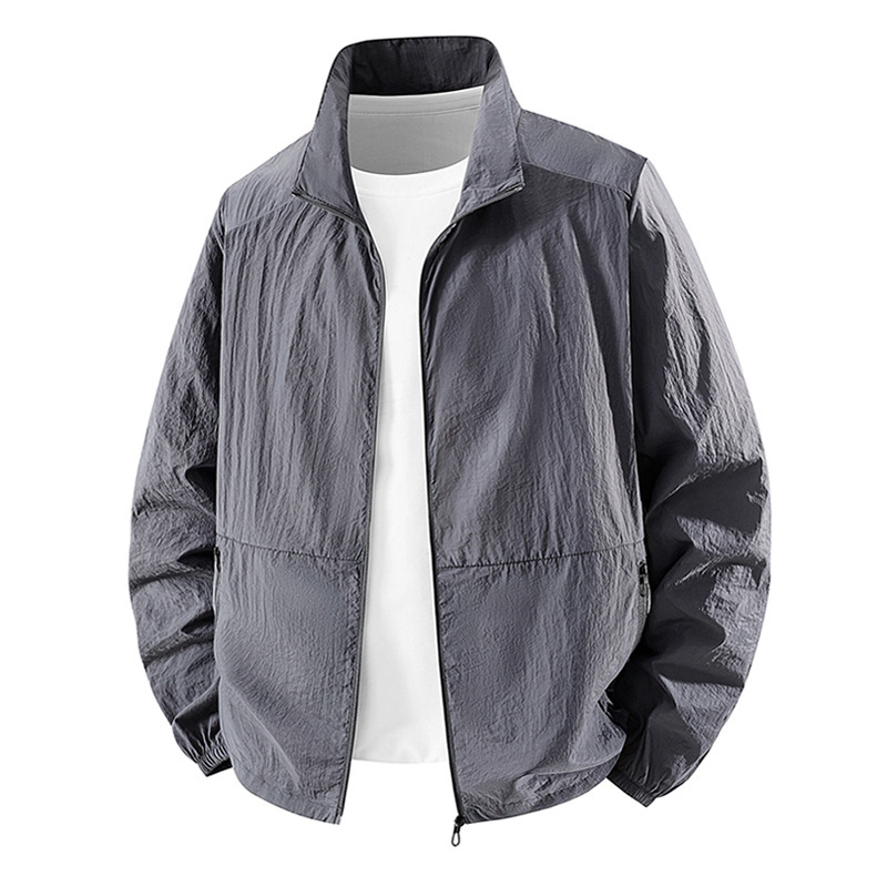 Roupas masculinas de verão, jaqueta fina de seda gelada, secagem rápida, proteção solar, roupas masculinas respiráveis para pesca ao ar livre, roupas de pele_voghion.com