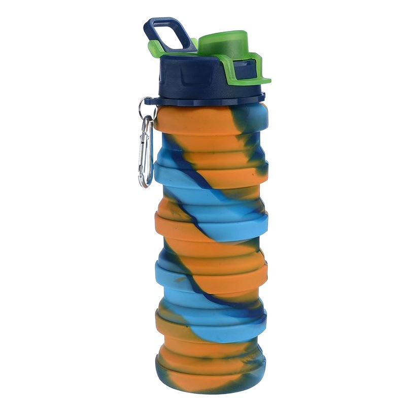 Creativo de silicona plegable taza de agua en stock deportes al aire libre botella de agua portátil ciclismo corriendo 500ml botella de agua portátil