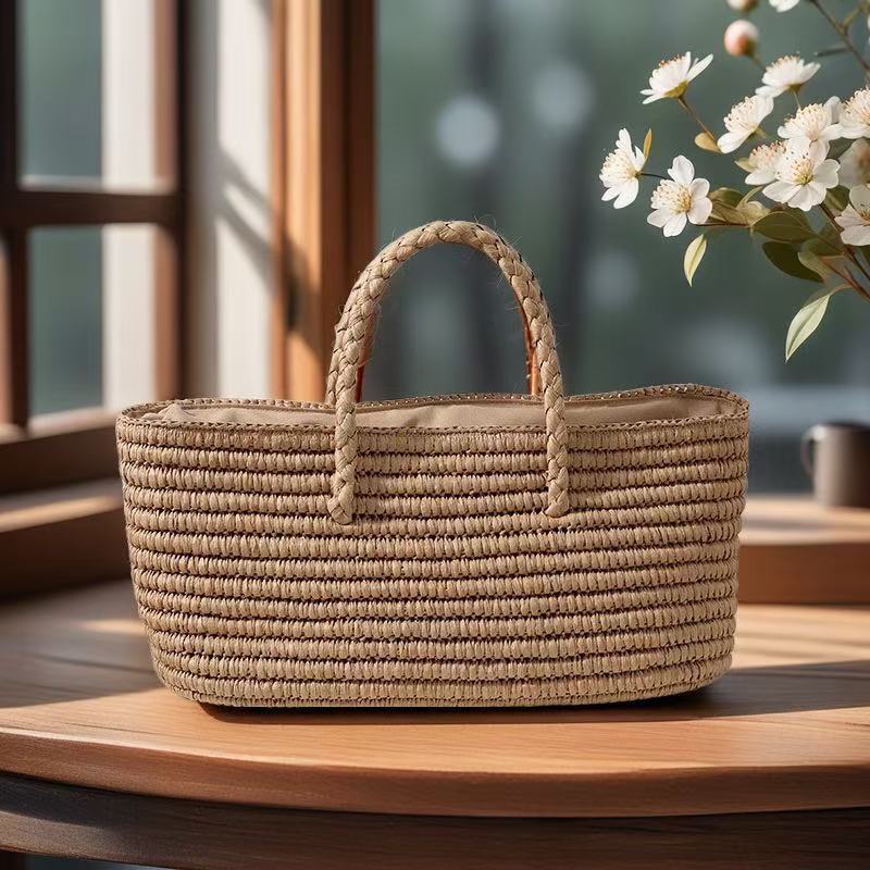 Korean Ins Niche Satchel Straw Bag Internet Celebrity Hand-Woven Bag Vacation Beach Bag Commuter Tote Bag Straw Bag Korean Ins Niche Satchel Straw Bag Internet Celebrity Hand-Woven Bag Vacation Beach Bag Commuter Tote Bag Straw Bag