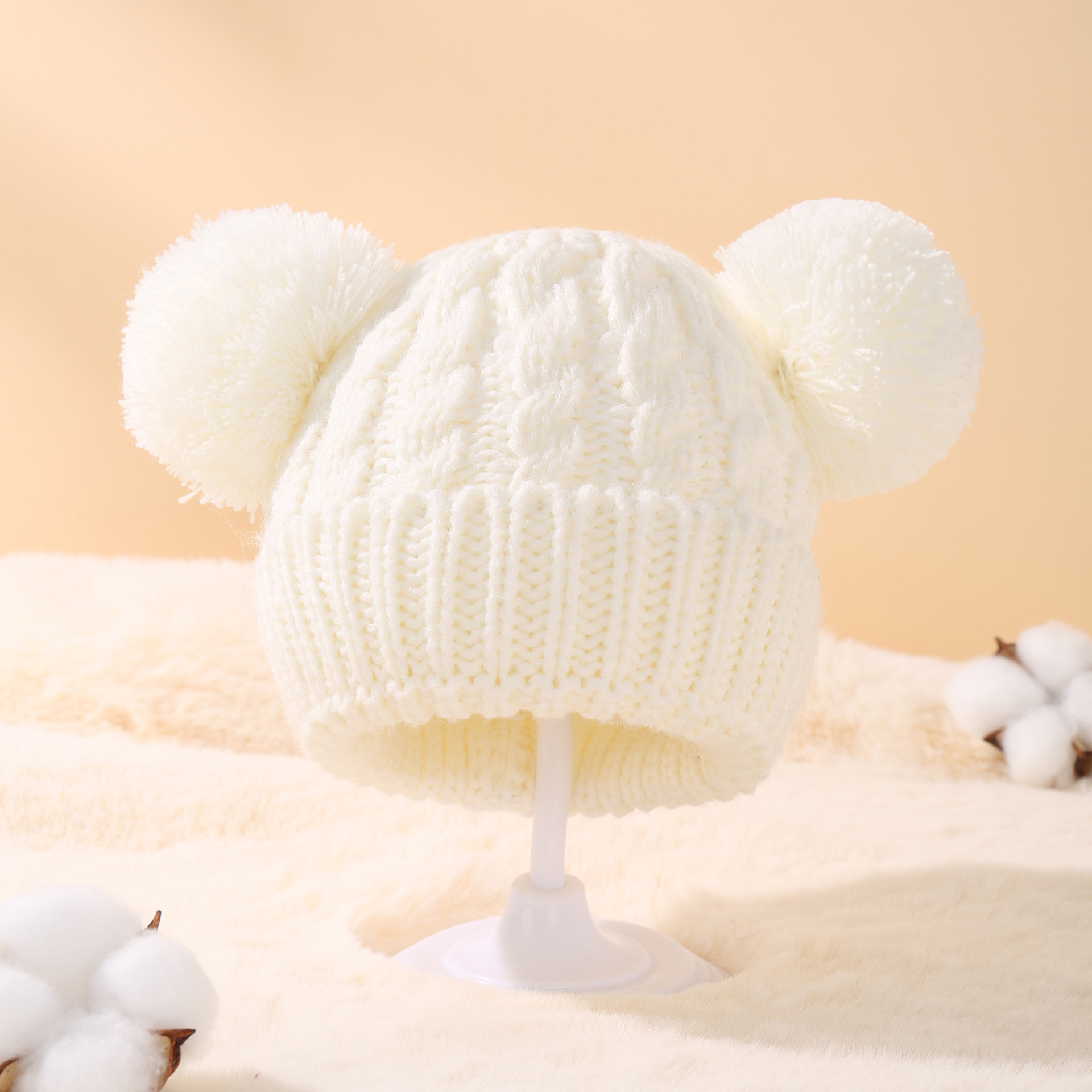 Solid Color Pattern Winter, Spring, Autumn Season Children Unisex Fashion Solid Color Jacquard Wool Cap