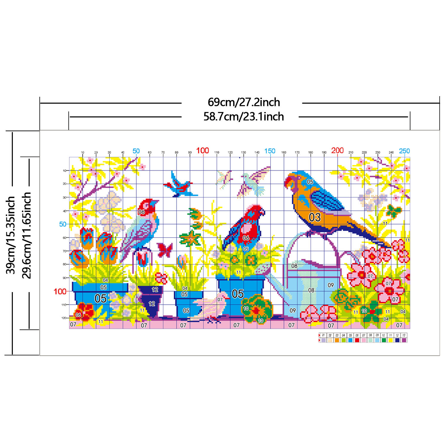 Los pájaros de punto de cruz de comercio exterior se reúnen en el jardín, flores modernas, animales, comedor, decoración de la sala de estar, suministro directo de fábrica image 3