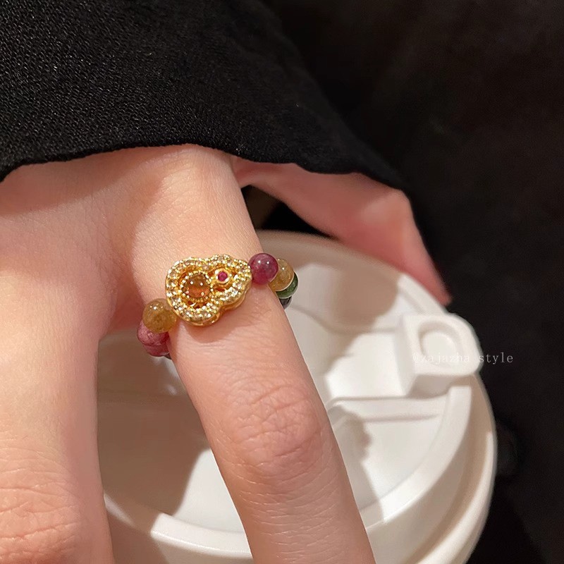 新中式葫芦蕾丝复古戒指女中古轻奢高级感国风食指戒2025新款指环|undefined