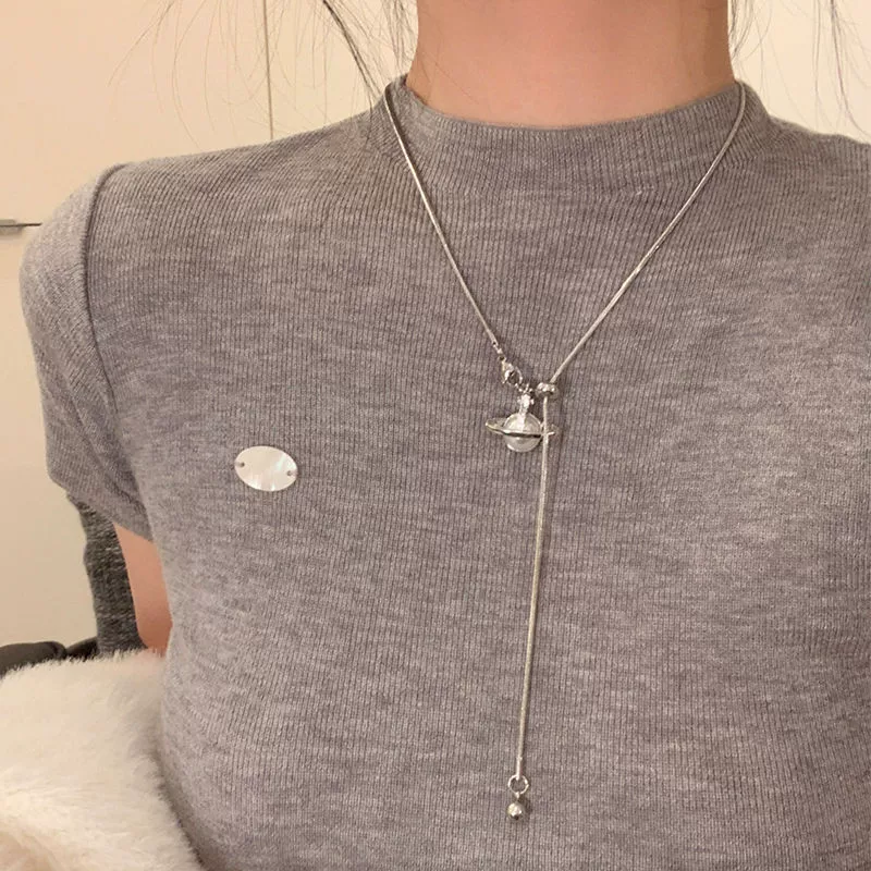 Дикая модная и изысканная жемчужная планета подвеска с кисточками цепочка свитера для женщин высокого уровня уникальное длинное ожерелье