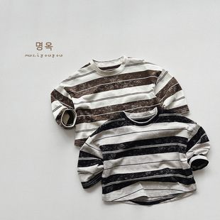 Vintage Stripes ~ Old Style Children's Striped T-shirt 2025 Spring New Boys and Girls Korean Style All-match Personalized Top