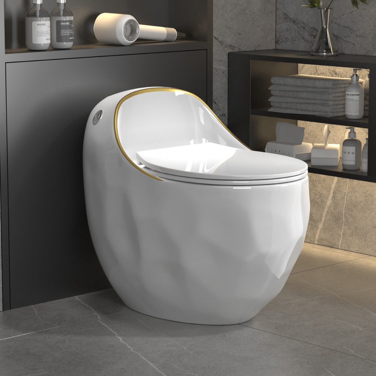 Color redondo inodoro creativo personalizado sifón silencioso descarga inodoro gran tubo huevo asiento ahorro de agua